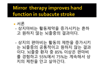Mirror therapy improves hand function in subacute stroke A randomized controlled trial -2