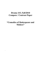 미국대학_과제_드라마 극본_Drama_UNC-CH_Compare _ Contrast_Comedies of Shakespeare and Moliere-1