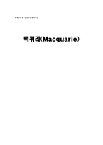 [금융론] 맥쿼리-1