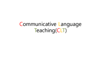 [영어교육] CLT(Communicative Language Teaching) 이론(영문)-1