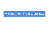 사업계획서(창업계획서) : 반찬배달전문쇼핑몰사업계획서-1