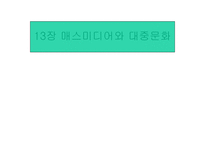 13장 매스미디어와 대중문화 -1