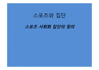 스포츠와 집단 - 스포츠 사회화 집단의 정의 -1