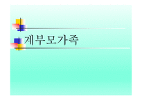 계부모 가족 - 1  계부모의 개념과 특성 2  계부모가족의 신화와 고정관념 3  계부모 가족의 현황과 유형 -1