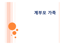 계부모 가족 - 1  계부모 가족의 개념과 특징 2  계부모 가족의 현황과 유형 3  가족 구성원과 관계 -1