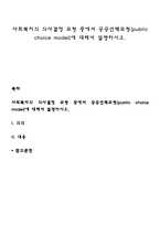사회복지의 의사결정 모형 중에서 공공선택모형(public choice model)에 대해서 설명하시오-1