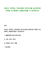 본인이 거주하는 지역사회의 욕구조사를 실시한다면 어떠한 조사항목이 포함되어야할 지 분석하시오-1