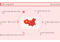 중국 시장 분석 중국 소비 시장의 특징 소비의 선진화 합리적인 고급화 소비 인터넷 쇼핑시장 급성장 소비트렌드 웰빙 건강 퓨전 글로벌 시장과의 경쟁 글로벌 브랜드의 선호-4