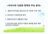 우리나라다문화정책 다문화정책 국내외환경분석내용 다문화정책의기본구상 정부부처별다문화정책 다문화정책의집행 주요대상별다문화정책방향-17