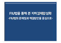 FIU법의 문제점 지하경제양성화 지하경제란 FIU법의 현황 FIU법의 기대효과-1