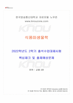 2022년 2학기 식품미생물학 출석수업대체시험 핵심체크-1
