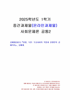 2025년 1학기 사회문제론 중간시험과제물 공통2(김재형(2021), 질병, 낙인)-1