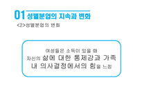 성별분업의 지속과 변화 여성과 일 가사노동과 젠더 일 젠더 성별분업 젠더 계층화 성별분업의 변화 여성의 경제활동 가사노동 분담-8