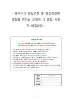 유아기의 발달과정 중 정신건강에 영향을 미치는 요인과 그 영향, 사회적 해결과정(정신건강론)-1