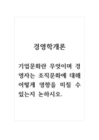 경영학개론_기업문화란 무엇이며 경영자는 조직문화에 대해 어떻게 영향을 미칠 수 있는지 논하시오-1