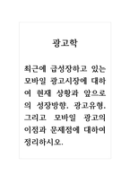 광고학_최근에 급성장하고 있는 모바일 광고시장에 대하여 현재 상황과 앞으로의 성장방향, 광고유형, 그리고 모바일 광고의 이점과 문제점에 대하여 정리하시오-1