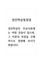 성인학습및상담_성인학습의 주요이론에는 어떤 것들이 있으며, 그 이론의 특징을 구체적으로 설명해 보시기 바랍니다-1
