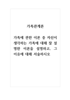 가족관계론_가족에 관한 이론 중 자신이 생각하는 가족에 대해 잘 설명한 이론을 설명하고, 그 이유에 대해 서술하시오-1