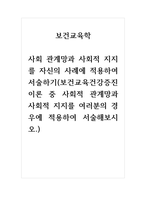 보건교육학_사회 관계망과 사회적 지지를 자신의 사례에 적용하여 서술하기(보건교육건강증진이론 중 사회적 관계망과 사회적 지지를 여러분의 경우에 적용하여 서술해보시오)-1