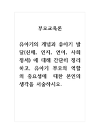 부모교육론_유아기의 개념과 유아기 발달(신체, 인지, 언어, 사회정서)에 대해 간단히 정리하고, 유아기 부모의 역할의 중요성에 대한 본인의 생각을 서술하시오-1
