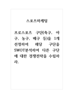 스포츠마케팅_프로스포츠 구단(축구, 야구, 농구, 배구 등)을 1개 선정하여 해당 구단을 SWOT분석하여 다른 구단에 대한 경쟁전략을 수립하라-1