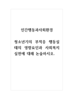 인간행동과사회환경_청소년기의 부적응 행동실태의 영향요인과 사회복지실천에 대해 논술하시오-1