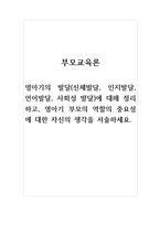 부모교육론_영아기의 발달(신체발달, 인지발달, 언어발달, 사회성 발달)에 대해 정리하고, 영아기 부모의 역할의 중요성에 대한 자신의 생각을 서술하세요-1