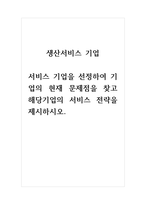 생산서비스기업 서비스 기업을 선정하여 기업의 현재 문제점을 찾고 해당기업의 서비스 전략을 제시하시오-1