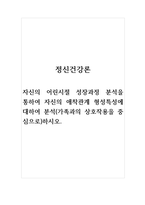 정신건강론_자신의 어린시절 성장과정 분석을 통하여 자신의 애착관계 형성특성에 대하여 분석(가족과의 상호작용을 중심으로)하시오-1