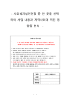사회복지법제와실천(사회복지실천현장 중 한 곳을 선택하여 사업 내용과 지역사회에 끼진 영향을 분석)-1
