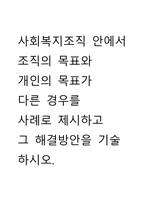 사회복지조직 안에서  조직의 목표와  개인의 목표가  다른 경우를  사례로 제시하고  그 해결방안을 기술하시오.-1