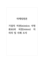 2021년 마케팅원론 - 기업의 미션사명과 비전의 의의 및 사례 조사-1
