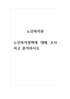 노인복지론_노인복지정책에 대해 조사하고 분석하시오-1