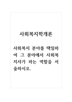사회복지학개론_사회복지 분야를 택일하여 그-1