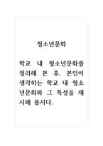 청소년문화_학교 내 청소년문화를 정리해 본 후, 본인이 생각하는 학교 내 청소년문화와 그 특성을 제시해 봅시다 (2)-1