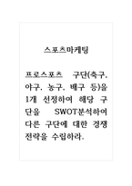 스포츠마케팅_프로스포츠 구단(축구, 야구, 농구, 배구 등)을 1개 선정하여 해당 구단을 SWOT분석하여 다른 구단에 대한 경쟁전략을 수립하라 (3)-1