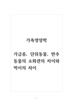 가축영양학_가금류, 단위동물, 반추동물의 소화관의 차이와 먹이의 차이-1