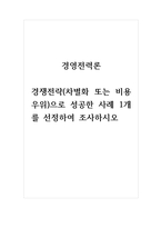 경영전력론_경쟁전략(차별화 또는 비용우위)으로 성공한 사례 1개를 선정하여 조사하시오-1