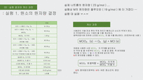 원소의 원자량 결정 / NaHCO3 와 NaCl 혼합물의 분석 / 화학반응의 양론 실험 / 비타민c의 정량 / 용해도적 상수와 공통이온효과 실험의 발표 / 화학반응 속도 농도 및 온도의 영향 - 6가지 실험 결과레포트(PPT) 및 발표 대본-5