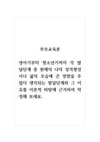 부모교육론_영아기부터 청소년기까지 각 발달단계 중 현재의 나의 성격형성이나 삶의 모습에 큰 영향을 주었다 생각되는 발달단계와 그 이유를 이론적 바탕에 근거하여 작성해 보세요-1