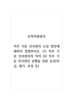 인적자원관리_직무 기준 인사관리 도입 방안에 대하여 설명하시오. (1) 직무 기준 인사관-1