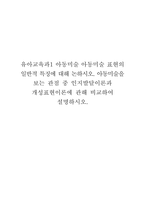 유아교육과1 아동미술 아동미술 표현의 일반적 특징에 대해 논하시오 아동미술을 보는 관점 중 인지발달이론과 개성표현이론에 관해 비교하여 설명하시오-1