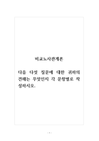 비교노사관계론_다음 다섯 질문에 대한 귀하의 견해는 무엇인지 각 문항별로 작성하시오-1