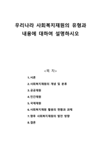 우리나라 사회복지재원의 유형과 내용에 대하여 설명하시오-1