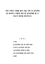 주변 가족의 사례를 들어 이들 가족 내 삼각관계를 파악하고 어떻게 하면 탈 삼각관계화 할 수 있는지 방안을 제시-1
