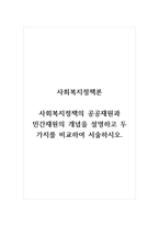 사회복지정책론_사회복지정책의 공공재원과 민간재원의 개념을 설명하고 두 가지를 비교하여 서술하시오-1