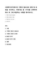 사회복지조직에서의 기획의 필요성과 유형 및 과정을 숙지하고, 기획기법 중 1가지를 선택하여 제시 후 그에 해당하는 사례를 제시하시오-1