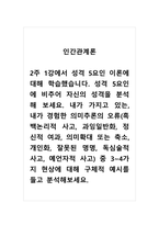 인간관계론_2주 1강에서 성격 5요인 이론에 대해 학습했습니다 성격 5요인에 비추어 자신의 성격을 분석해 보세요 내가 가지고 있는, 내가 경험한 의미추론의 오류(흑백논리적 사고, 과잉일반화, 정신적 여과, 의미확대 또는 축소, 개인화, 잘못된 명명, 독심술적 사고, 예언자적 사고) 중 3~4가지 현상에 대해 구체적 예시를 들고 분석해보세요-1