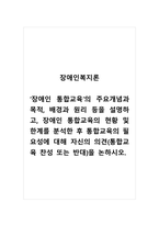 장애인복지론_장애인 통합교육의 주요개념과 목적, 배경과 원리 등을 설명하고, 장애인 통합교육의 현황 및 한계를 분석한 후 통합교육의 필요성에 대해 자신의 의견(통합교육 찬성 또는 반대)을 논하시오-1