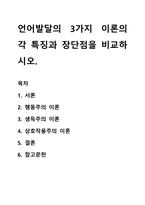 언어발달의 3가지 이론의 각 특징과 장단점을 비교하시오-1
